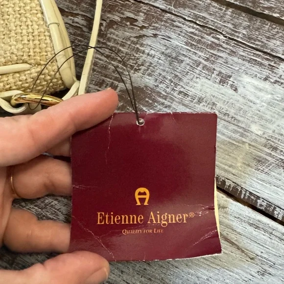 Etienne Aigner Beige and Cream Woven Crossbody Bag - Picture 6 of 9